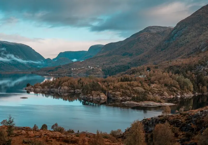Mountain lake landscape in Norway